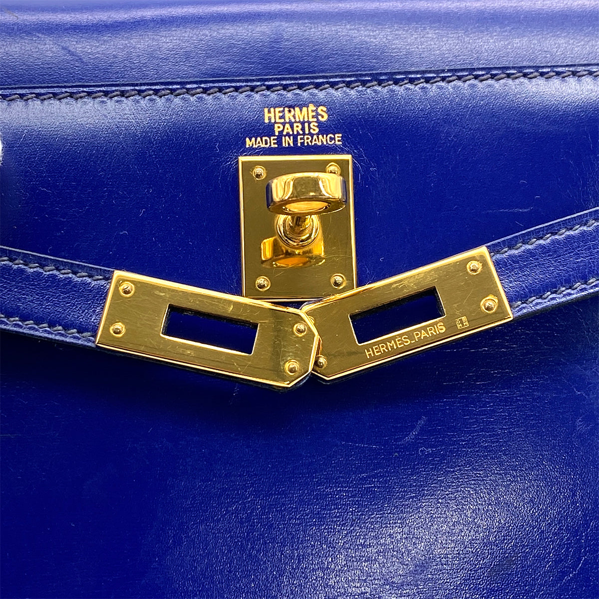 HERMES MINI KELLY 20 SELLIER BLUE ROY BOXCALF SHOULDER BAG 1988 CIRCLE R GOLD HARDWARE 90318199