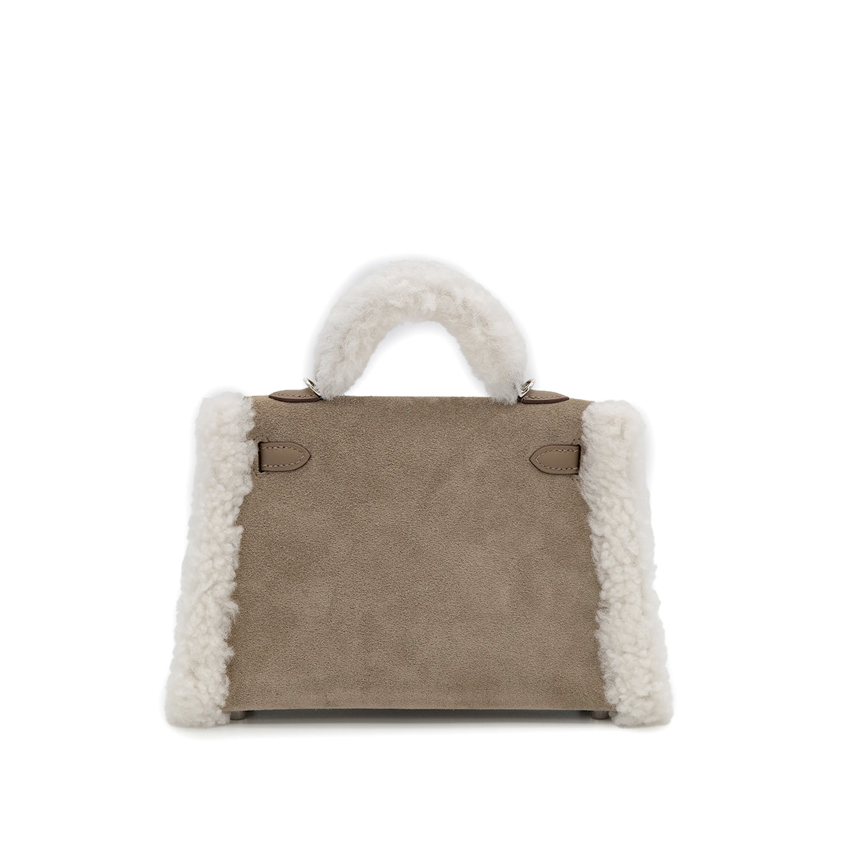 HERMES MINI KELLY 20 TEDDY PLUCH GRIS CAILLOU ECRU ETOUPE GRIZZLY MOUTON VEAU SWIFT HAND SHOULDER BAG 2025 K STAMP PALLADIUM HARDWARE 90318739