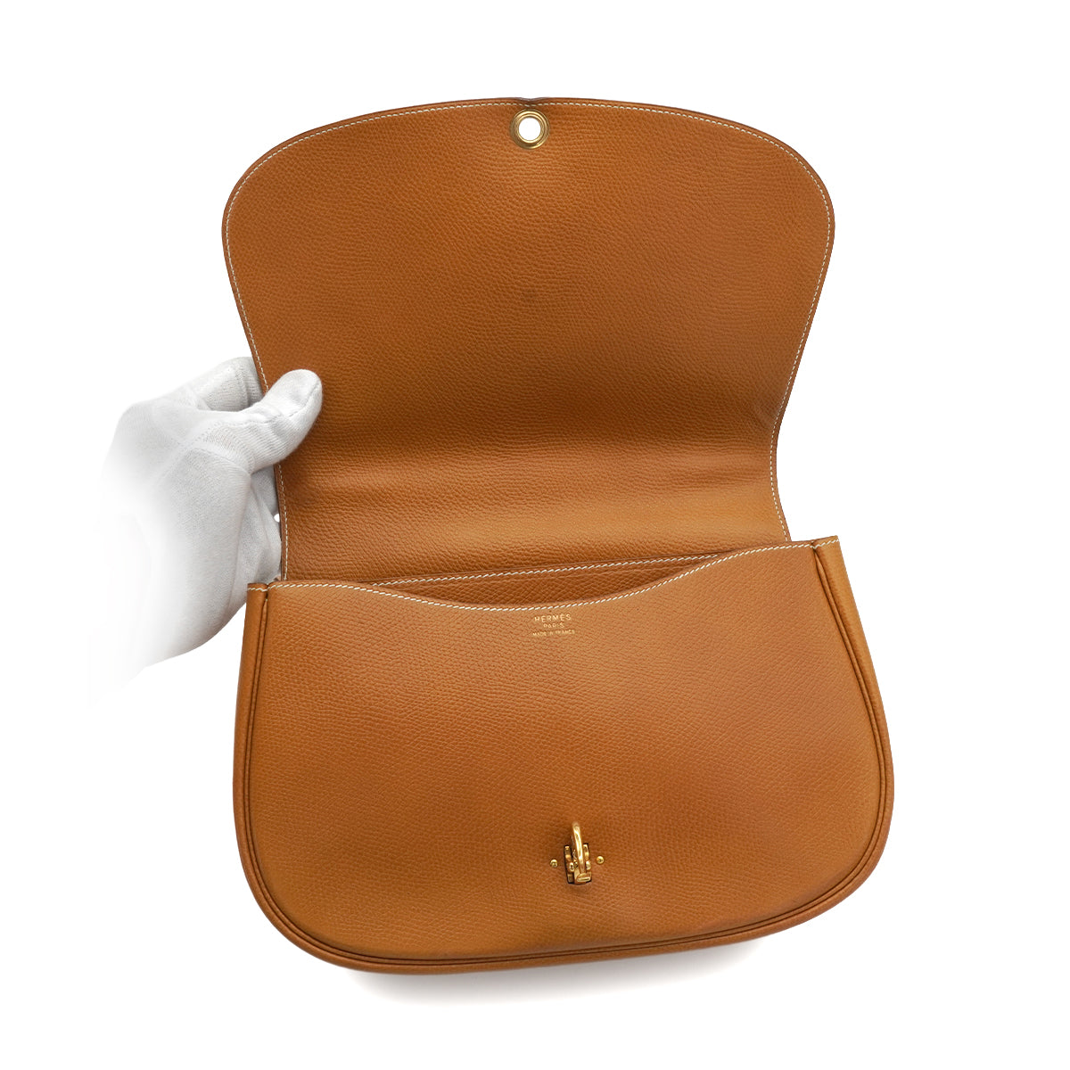 HERMES NATURAL COUCHEVEL WOOD SHOULDER BAG 1981 CIRCLE K GOLD HARDWARE 90341433