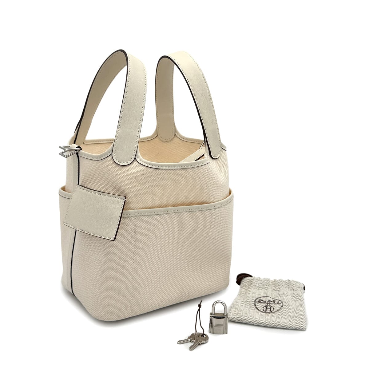 HERMES PICOTIN LOCK 18 PM CARGO POCKET NATA TOILE GOELAND VEAU SWIFT 2021 Z STAMP PALLADIUM HARDWARE 90320993