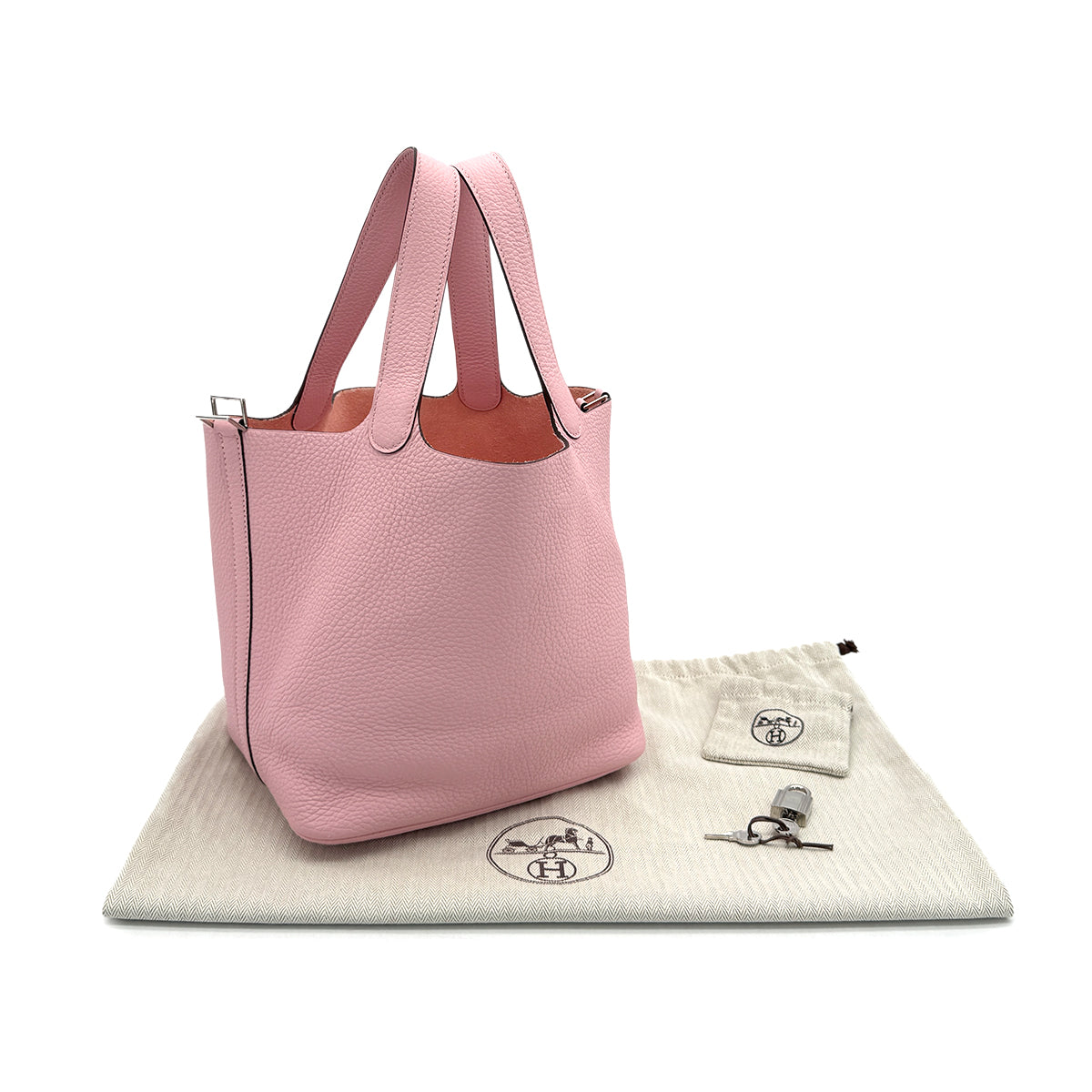 HERMES PICOTIN LOCK MM ROSE SAKURA TAURILLON CLEMENCE HAND BAG 2023 B STAMP PALLADIUM HARDWARE 90319697