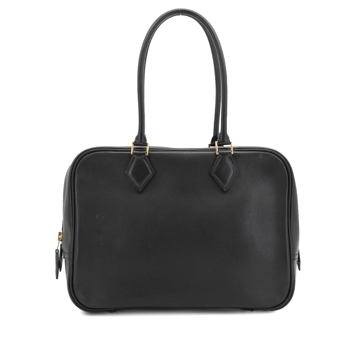 HERMES PLUME 28 BLACK EVERCALF HAND BAG 1968 X STAMP GOLD HARDWARE 90334493
