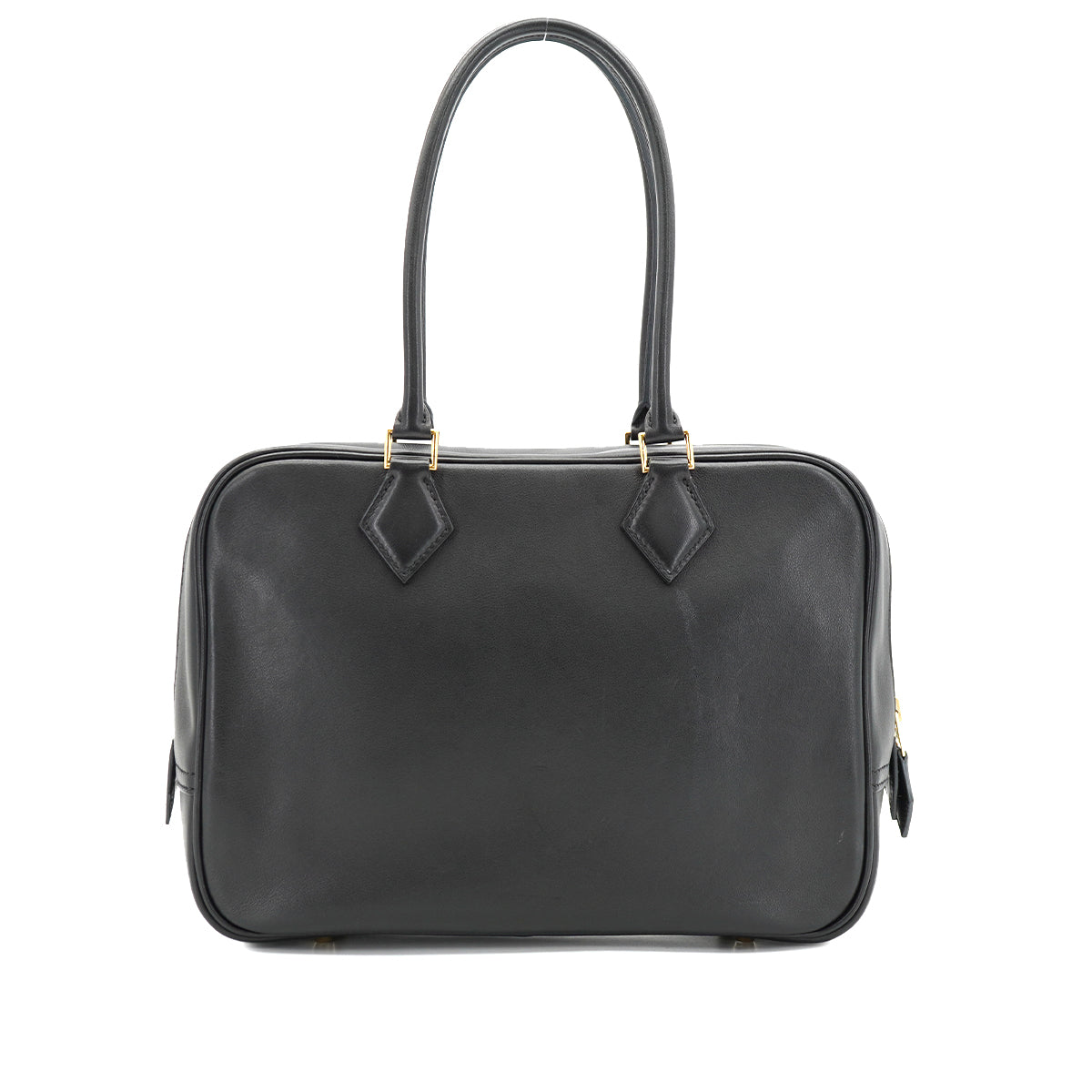 HERMES PLUME 28 BLACK EVERCALF HAND BAG 1968 X STAMP GOLD HARDWARE 90334493