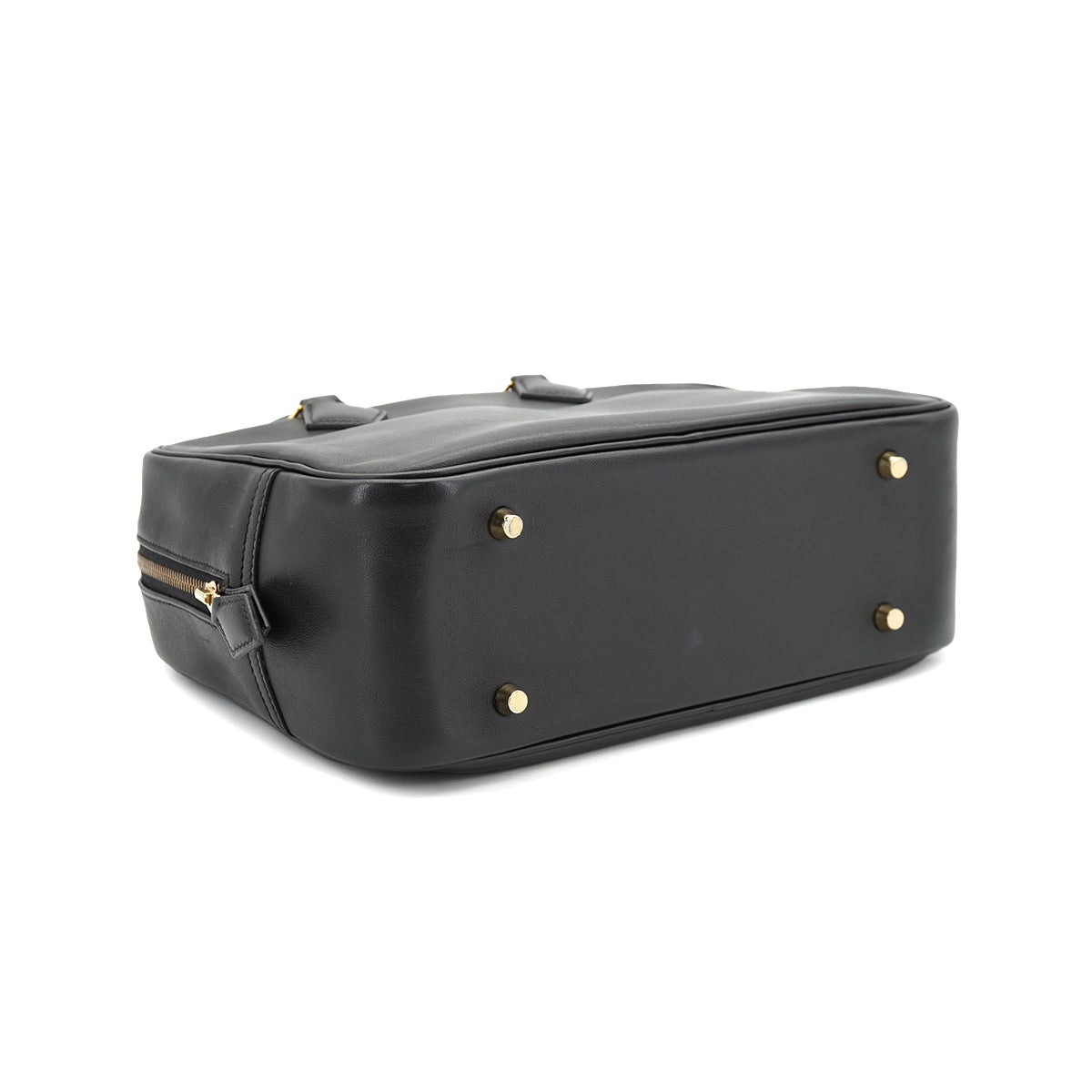 HERMES PLUME 28 BLACK EVERCALF HAND BAG 1968 X STAMP GOLD HARDWARE 90334493
