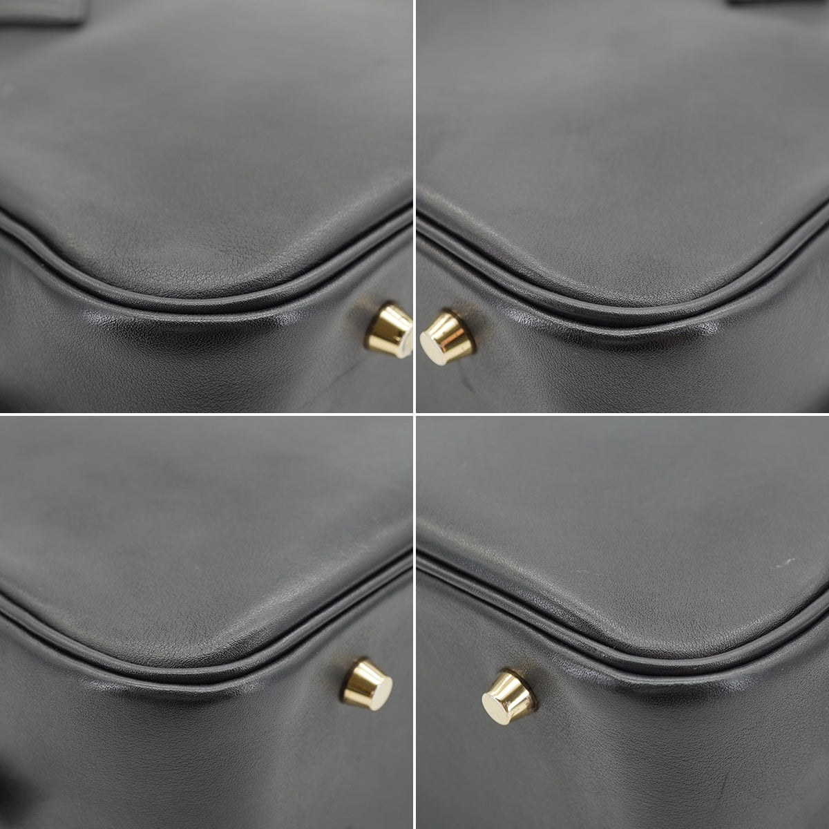 HERMES PLUME 28 BLACK EVERCALF HAND BAG 1968 X STAMP GOLD HARDWARE 90334493