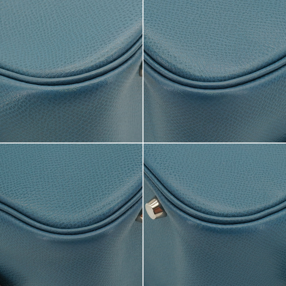 HERMES PLUME 28 BLUE JEAN VEAU EPSOM HAND BAG 2005 SQUARE I PALLADIUM HARDWARE 90335146