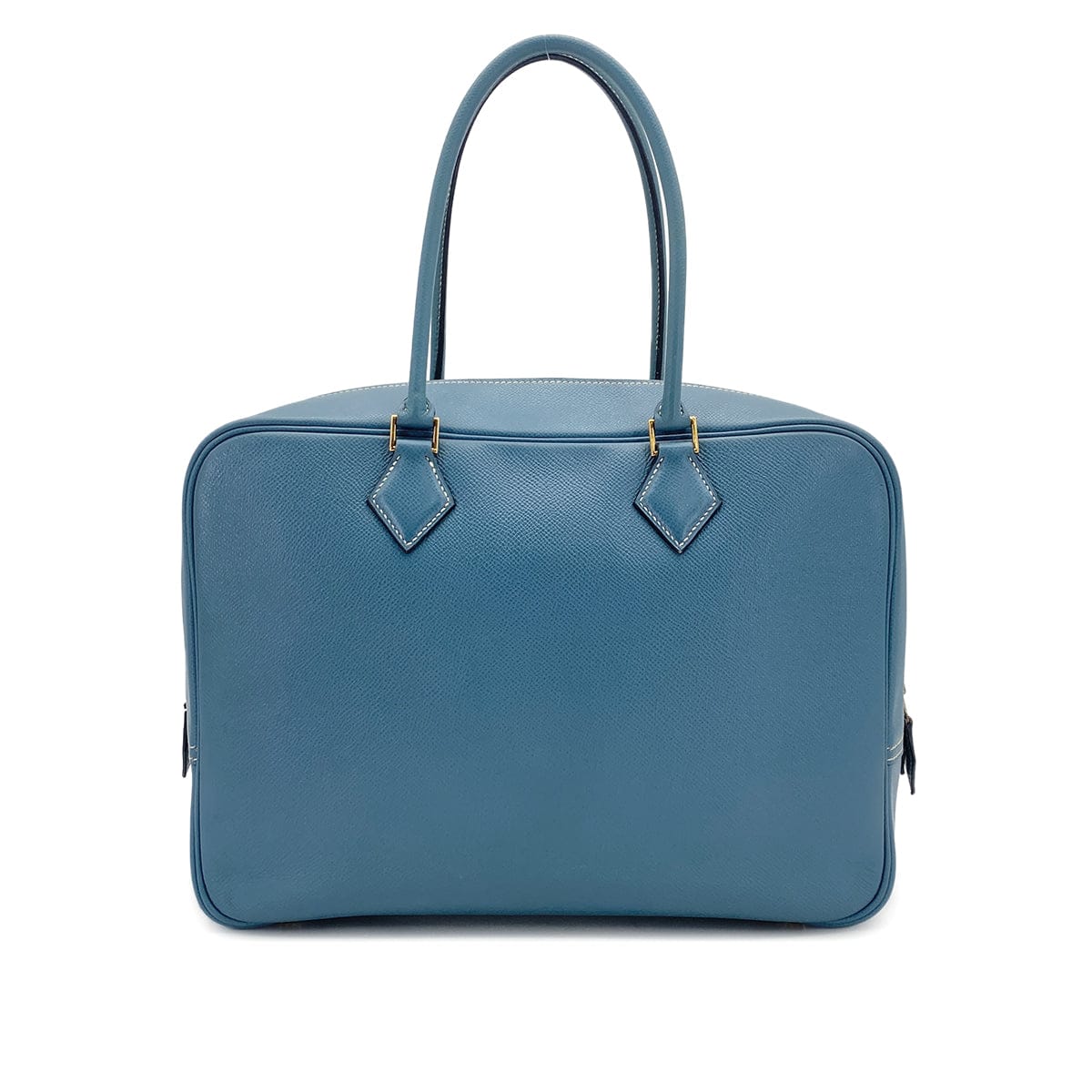 HERMES PLUME 32 BLUE JEAN VEAU EPSOM HAND BAG 2002 SQUARE F GOLD HARDWARE 90319693