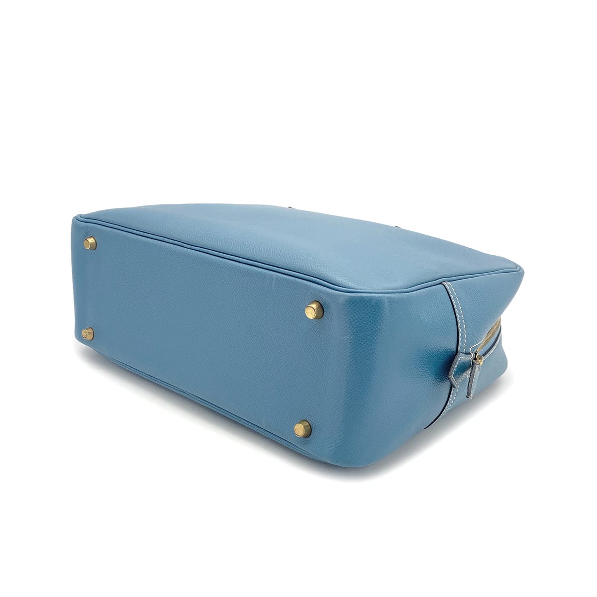 HERMES PLUME 32 BLUE JEAN VEAU EPSOM HAND BAG 2002 SQUARE F GOLD HARDWARE 90319693