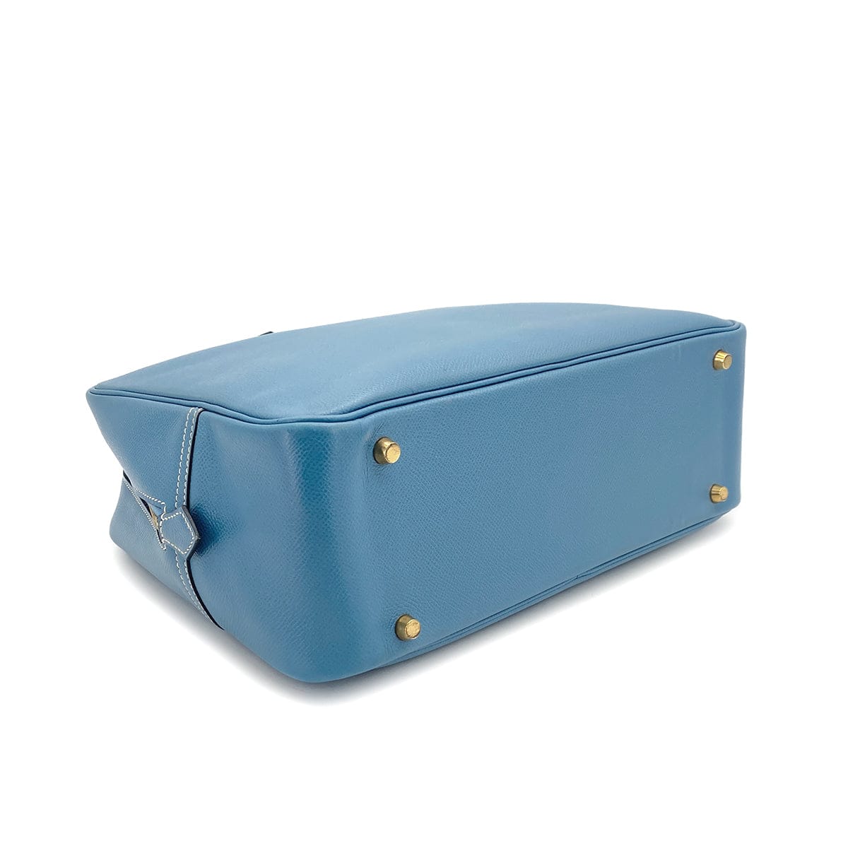 HERMES PLUME 32 BLUE JEAN VEAU EPSOM HAND BAG 2002 SQUARE F GOLD HARDWARE 90319693