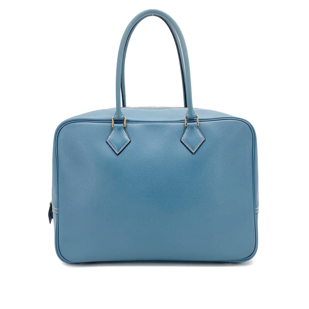 HERMES PLUME 32 BLUE JEAN VEAU EPSOM HAND BAG 2002 SQUARE F GOLD HARDWARE 90319693