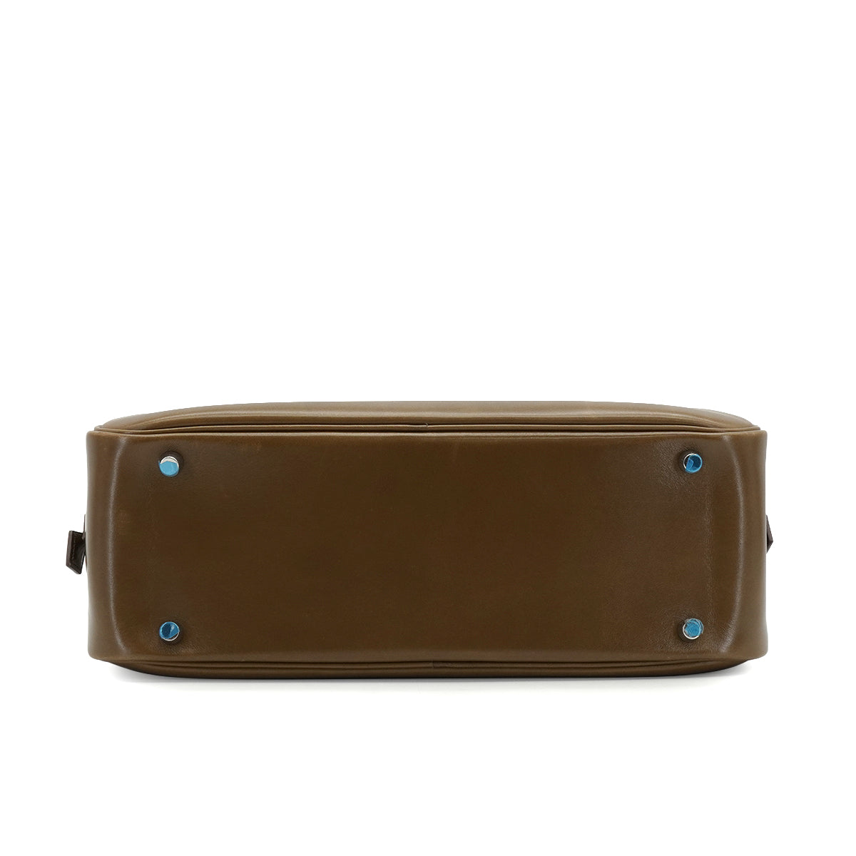 HERMES PLUME 32 KHAKI BOX CALF HAND BAG 2008 SQUARE L PALLADIUM HARDWAR 90340476