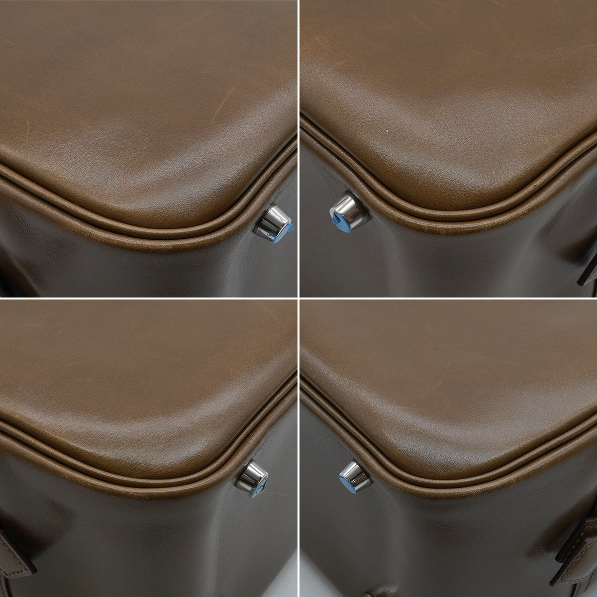 HERMES PLUME 32 KHAKI BOX CALF HAND BAG 2008 SQUARE L PALLADIUM HARDWAR 90340476