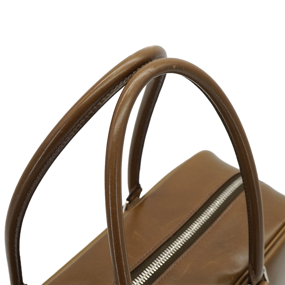 HERMES PLUME 32 KHAKI BOX CALF HAND BAG 2008 SQUARE L PALLADIUM HARDWAR 90340476