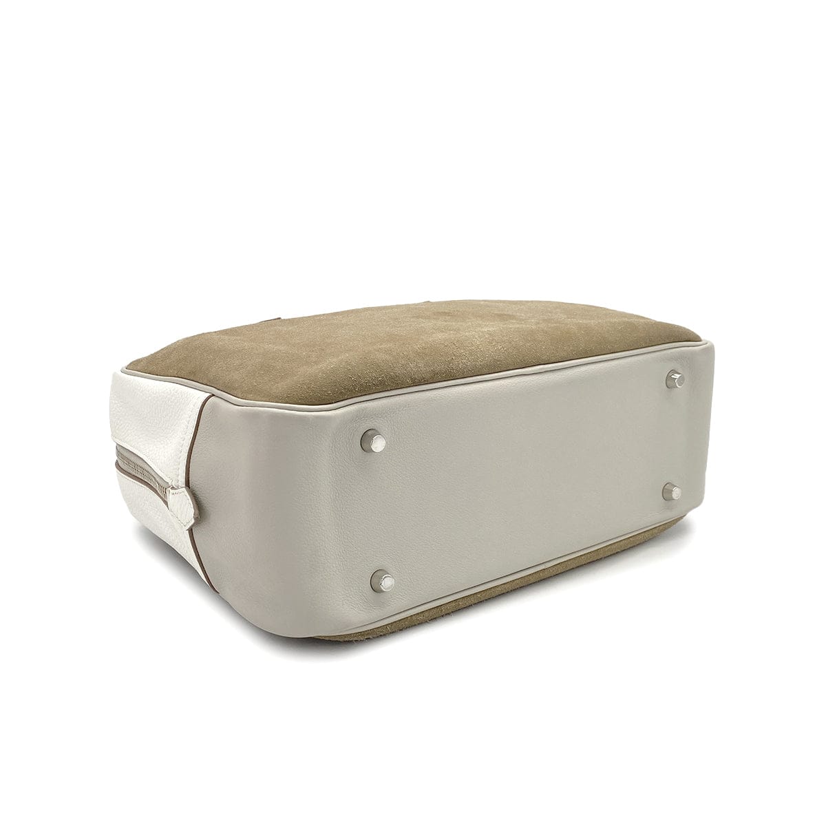 HERMES PLUME 32 TRICOLORE ETOUPE WHITE GRIS PERLE GRIZZLY DEBRIS TAURILLON CLEMENCE EVERCOLOR HAND BAG 2014 SQUARE R PALLADIUM HARDWARE 90319999