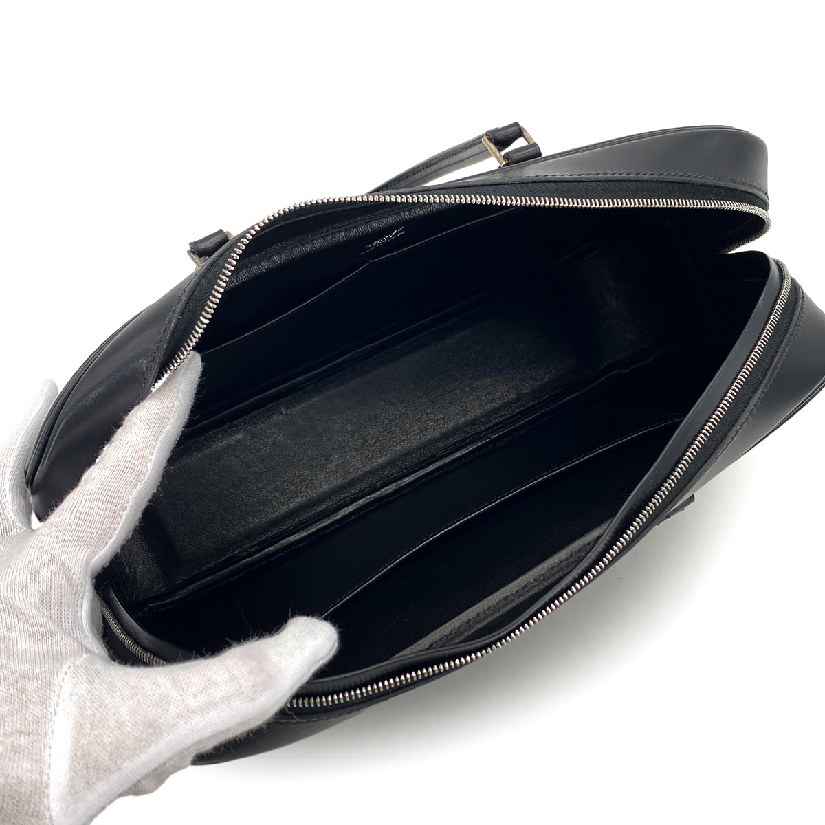 HERMES PLUME ELAN 28 BLACK BOX CALF HAND BAG 2001 SQUARE E PALLADIUM HARDWARE 90324637