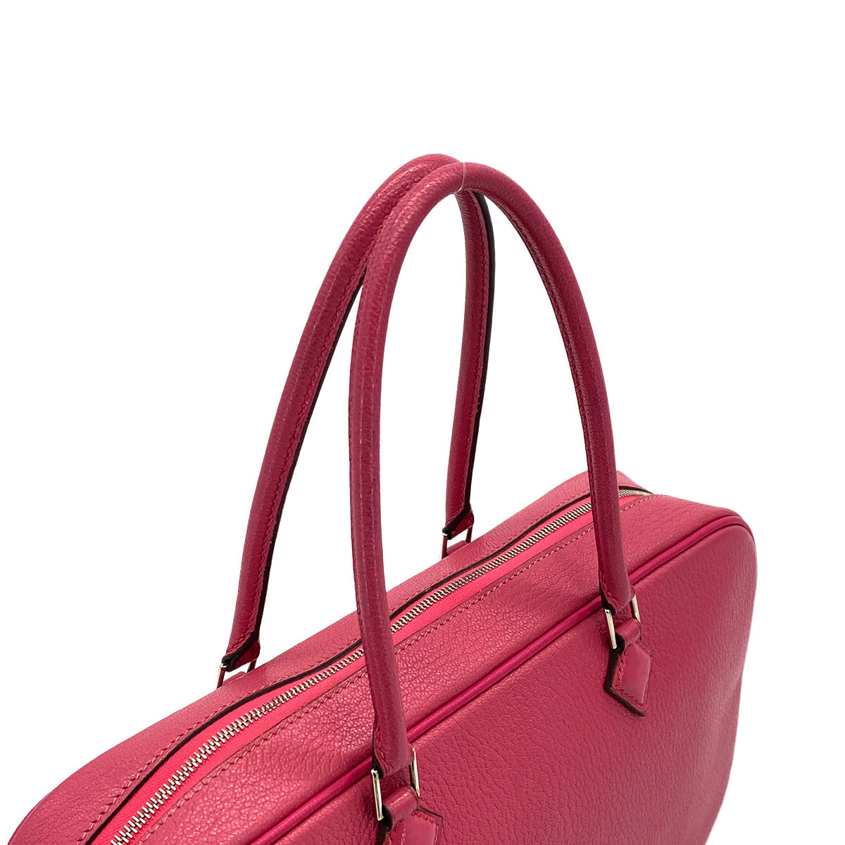HERMES PLUME ELAN 28 FUCHSIA CHEVRE HAND BAG 2006 SQUARE J PALLADIUM HARDWARE 90320833