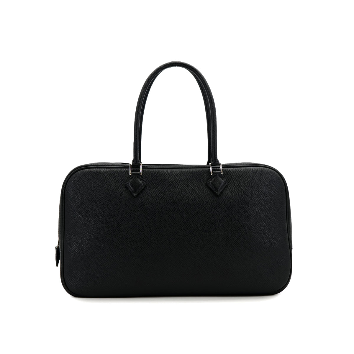 HERMES PLUME ELAN BLACK EPSOM HAND BAG 2008 SQUARE L PALLADIUM HARDWARE 90322172