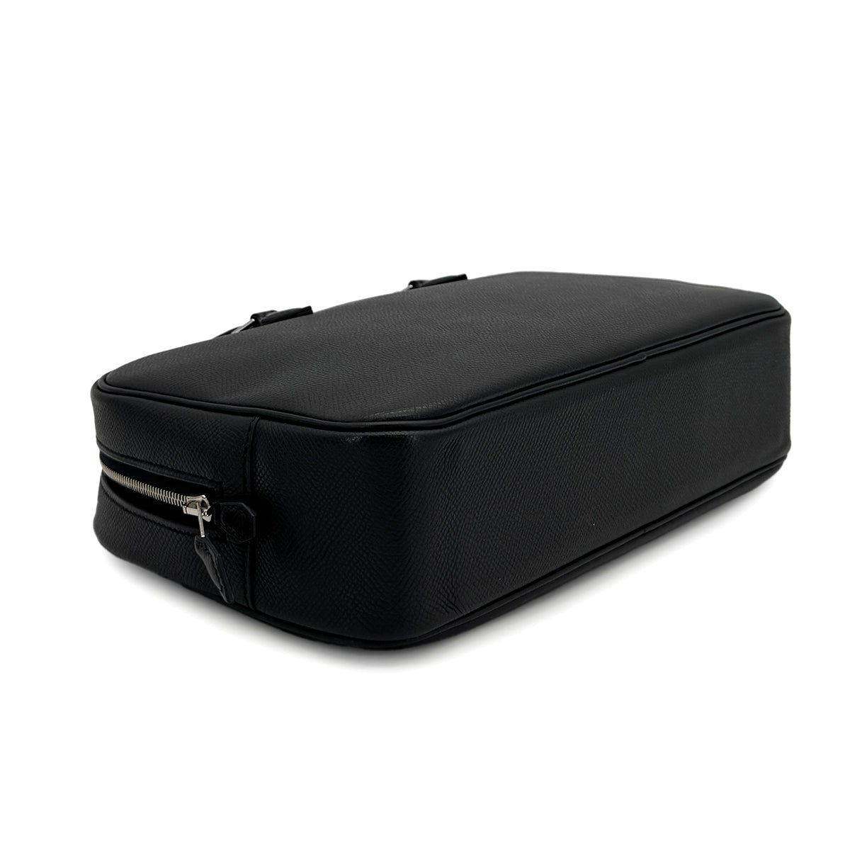 HERMES PLUME ELAN BLACK EPSOM HAND BAG 2008 SQUARE L PALLADIUM HARDWARE 90322172