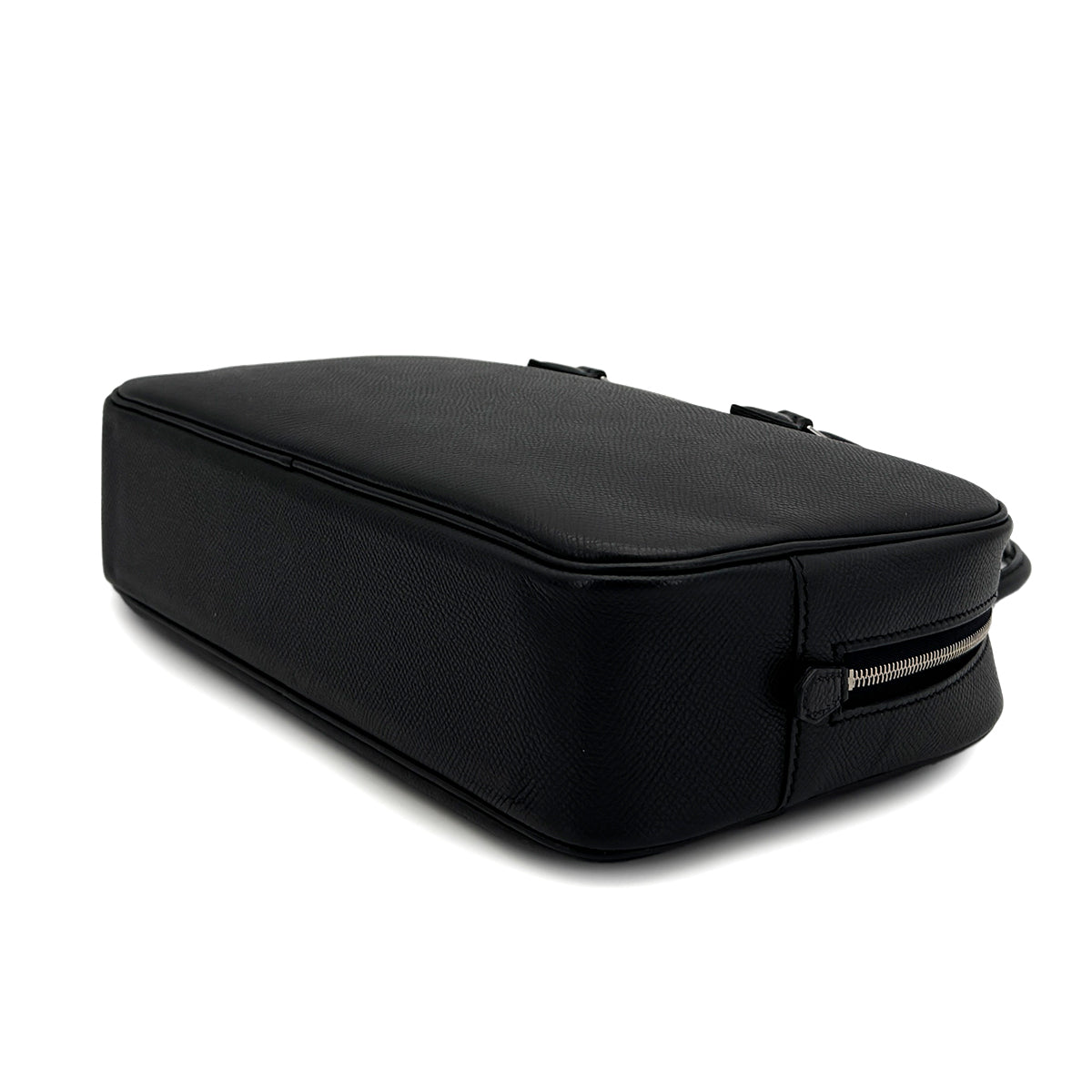 HERMES PLUME ELAN BLACK EPSOM HAND BAG 2008 SQUARE L PALLADIUM HARDWARE 90322172