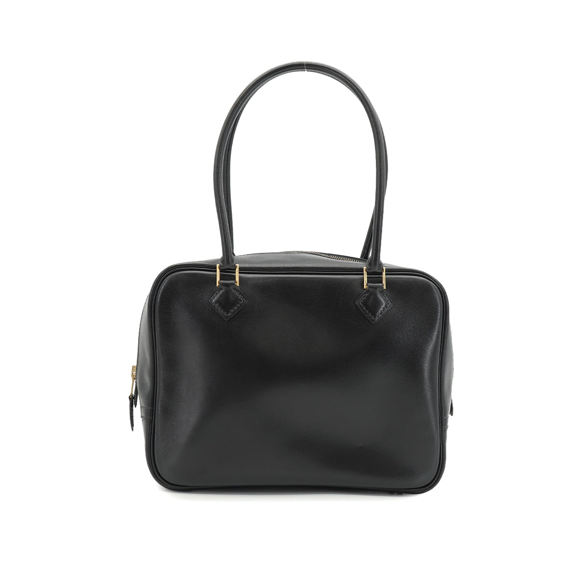 HERMES PLUME MINI BLACK BOX CALF HAND BAG 1993 CIRCLE W GOLD HARDWARE 90335574