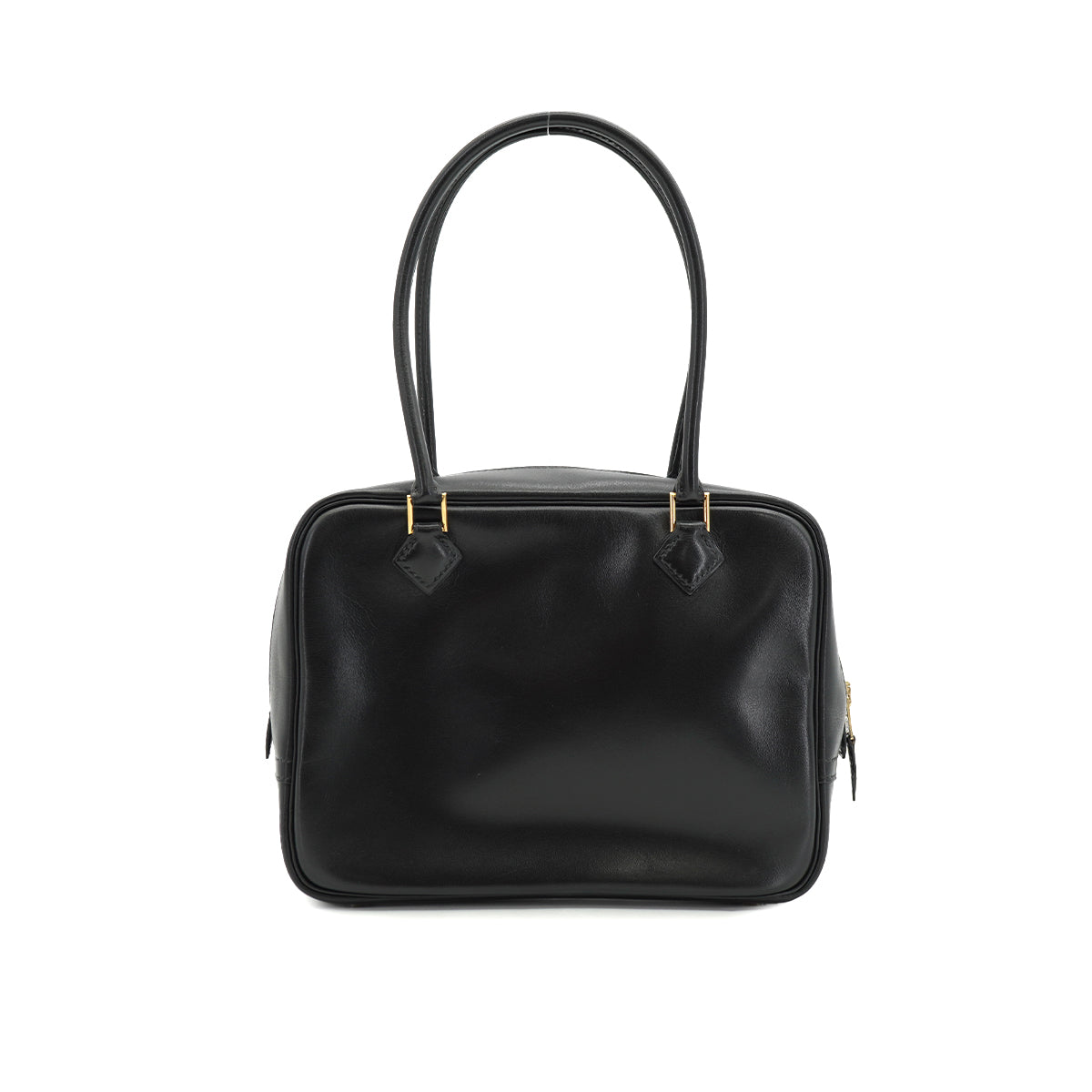 HERMES PLUME MINI BLACK BOX CALF HAND BAG 1993 CIRCLE W GOLD HARDWARE 90335574
