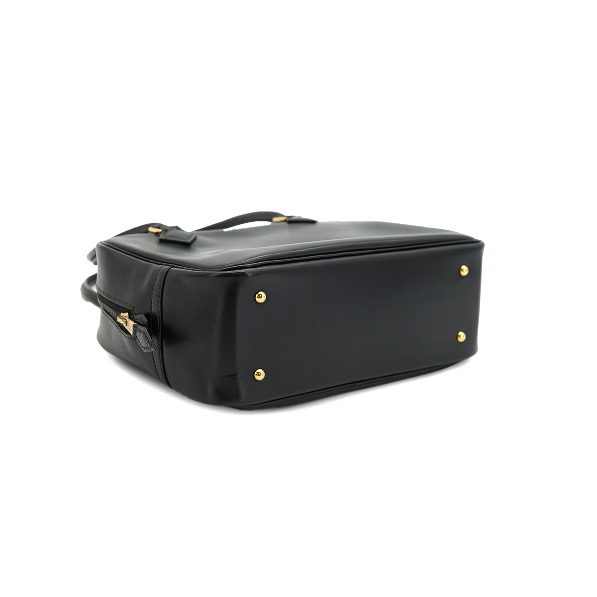 HERMES PLUME MINI BLACK BOX CALF HAND BAG 1993 CIRCLE W GOLD HARDWARE 90335574