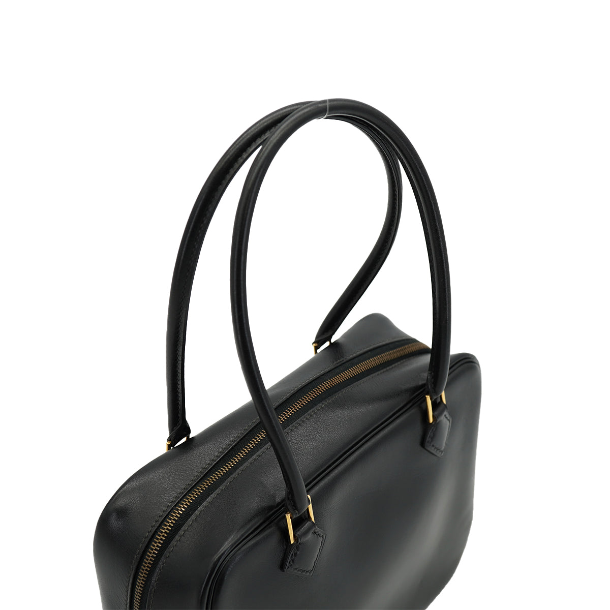 HERMES PLUME MINI BLACK BOX CALF HAND BAG 1993 CIRCLE W GOLD HARDWARE 90335574