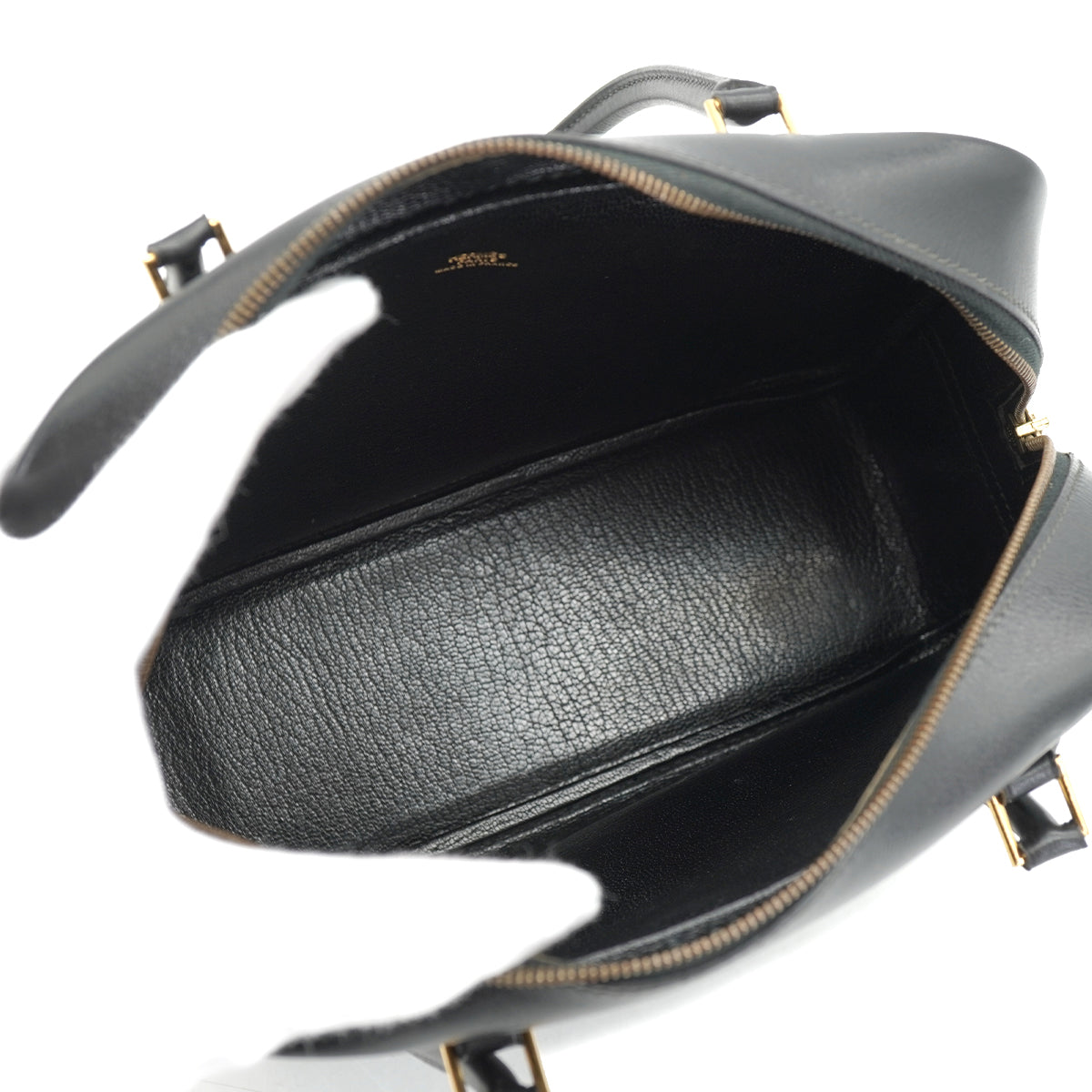 HERMES PLUME MINI BLACK BOX CALF HAND BAG 1993 CIRCLE W GOLD HARDWARE 90335574