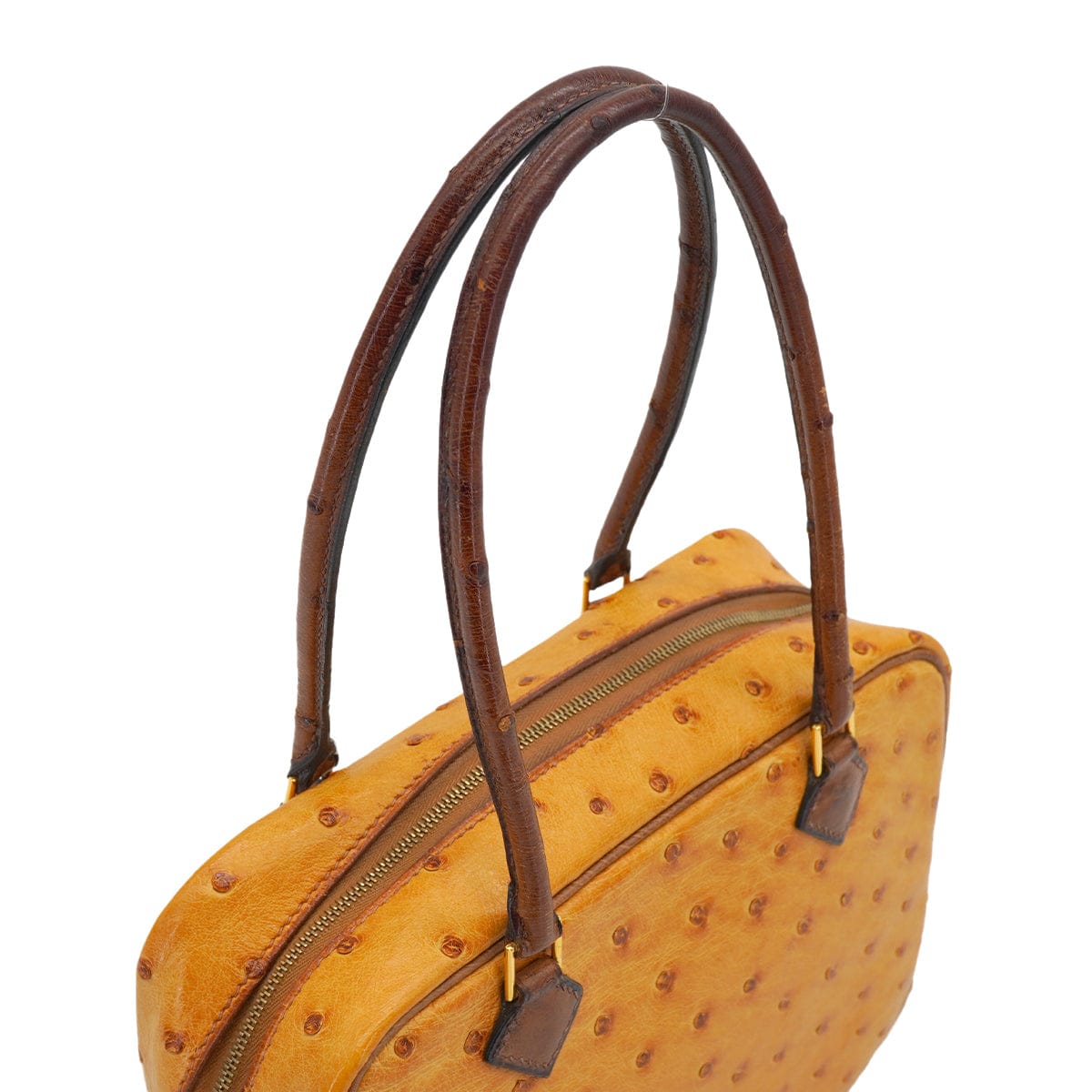 LUXURY PROMISE HERMES PLUME MINI CHESTNUT ETRUSQUE OSTRICH HAND BAG 2000 SQUARE D GOLD HARDWARE 90334139