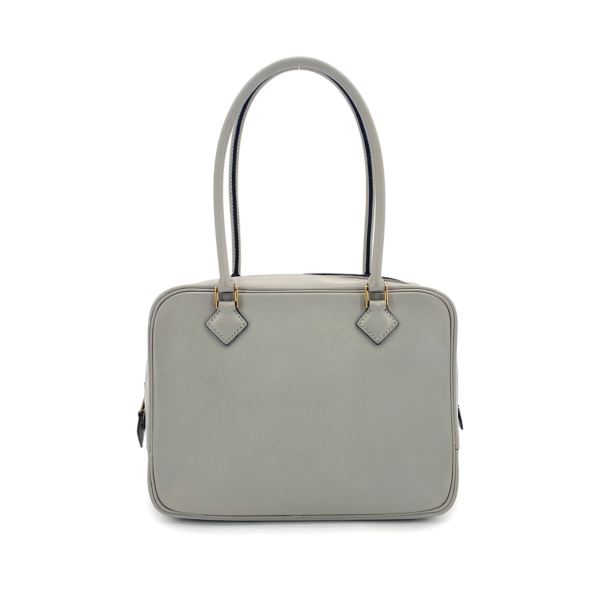 HERMES PLUME MINI GRAY BOX CALF HAND BAG 1999 SQUARE C GOLD HARDWARE 90319682