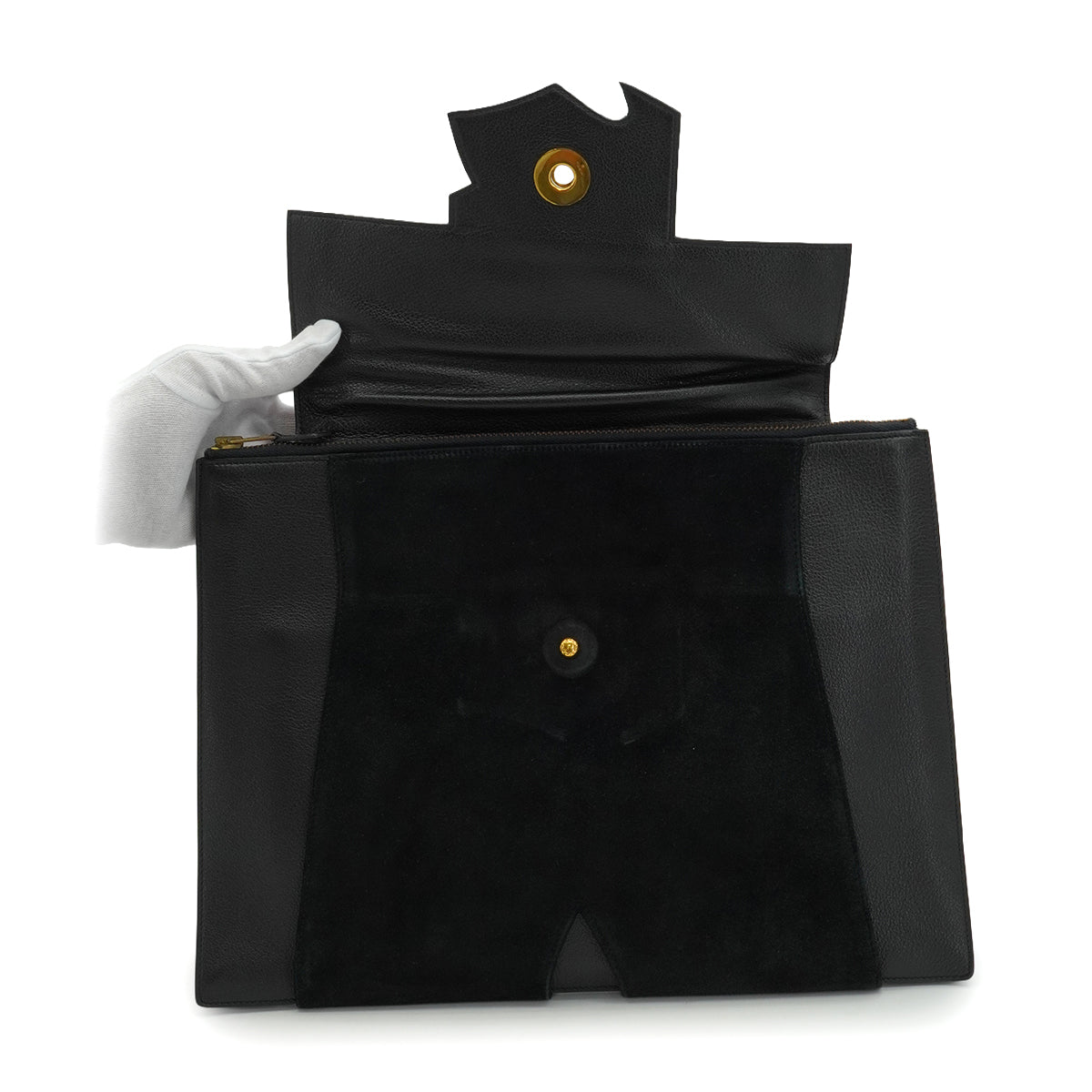 HERMES PRESIDENT BLACK GREEN DOBLIS LIZARD VEAU BARENIA HAND BAG 1988 CIRCLE R GOLD HARDWARE 90345058