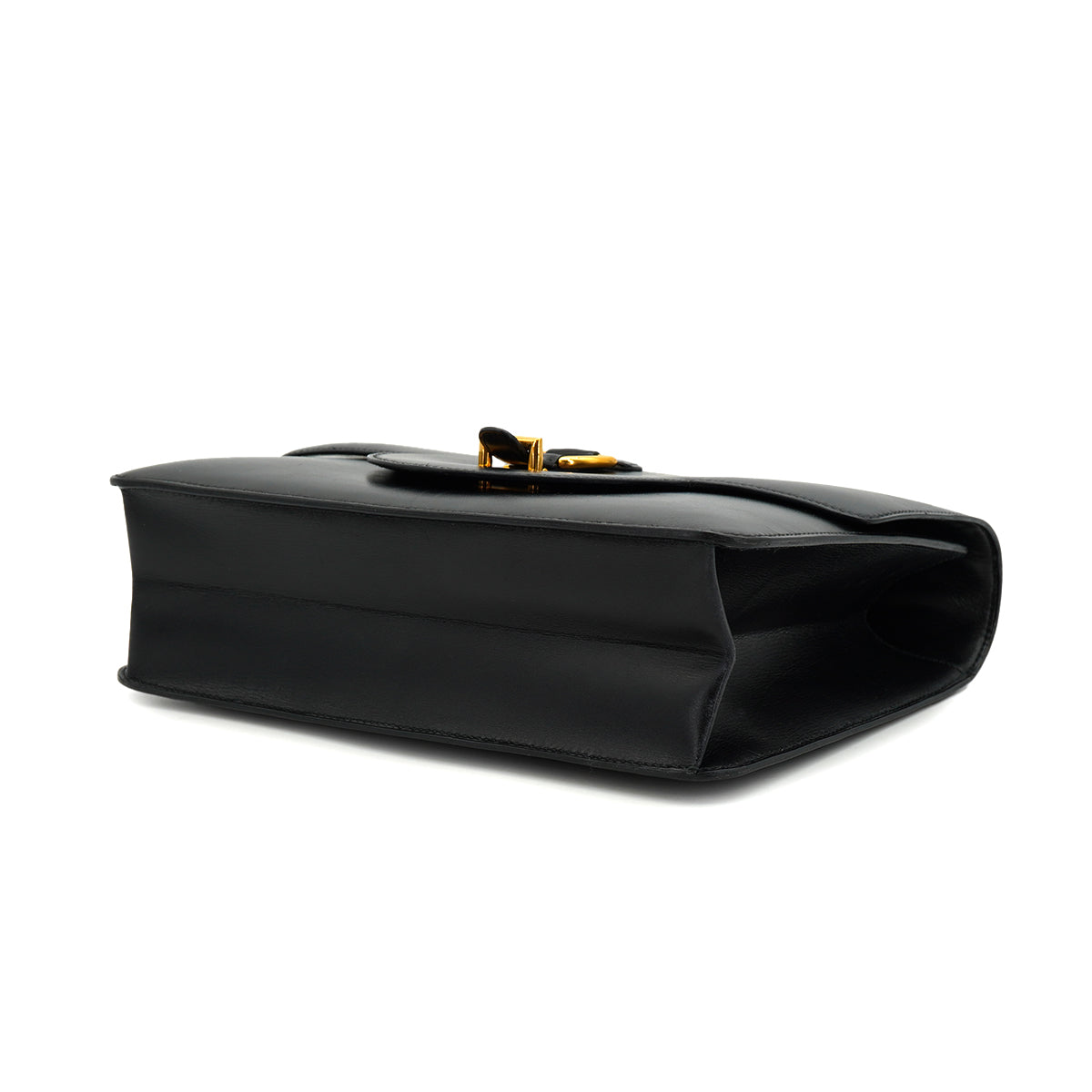 HERMES SANDRINE BLACK BOX CALF SHOULDER BAG 1978 CIRCLE H GOLD HARDWARE 90332563
