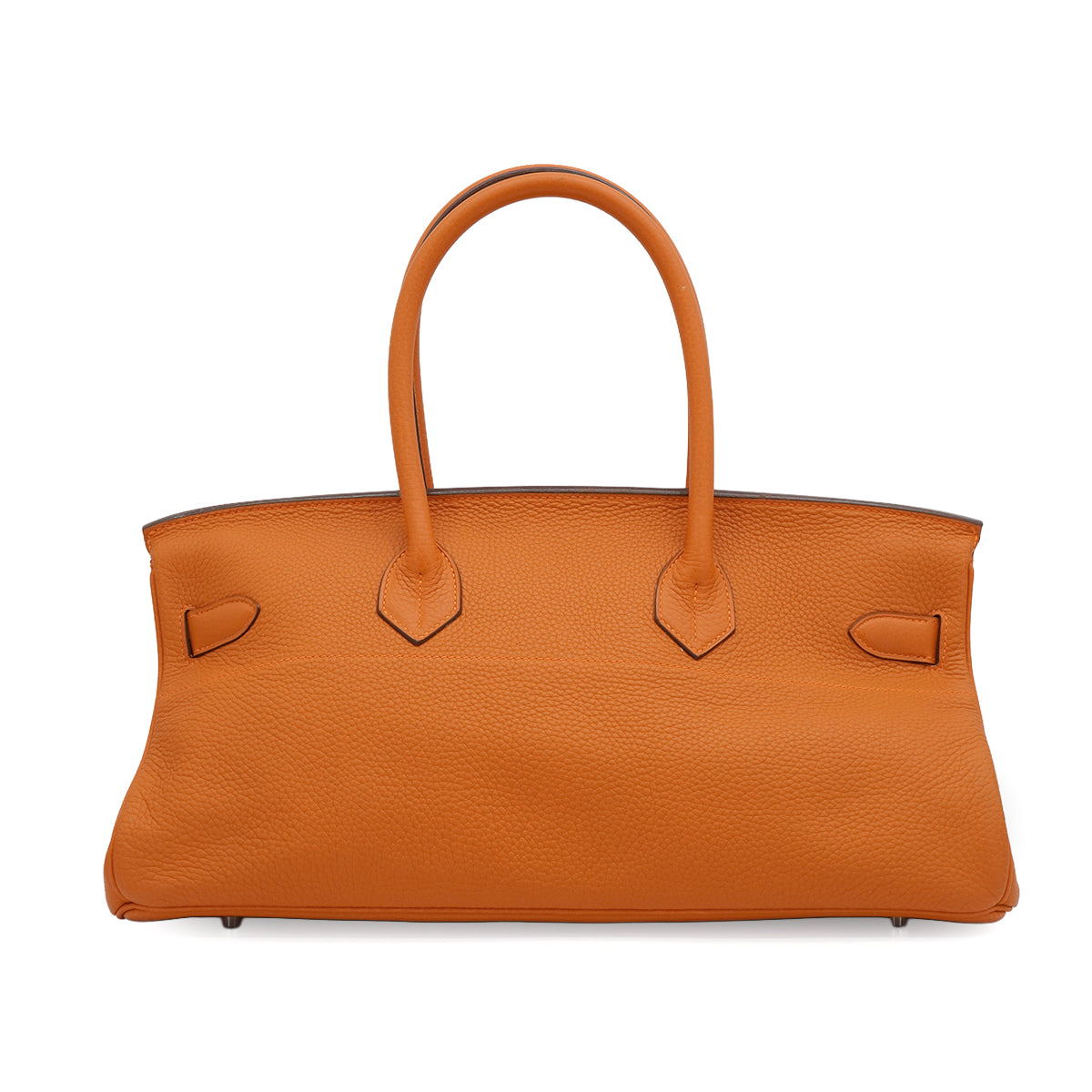 HERMES SHOULDER BIRKIN ORANGE TAURILLON CLEMENCE HAND BAG 2005 SQUARE I PALLADIUM HARDWARE 90339634