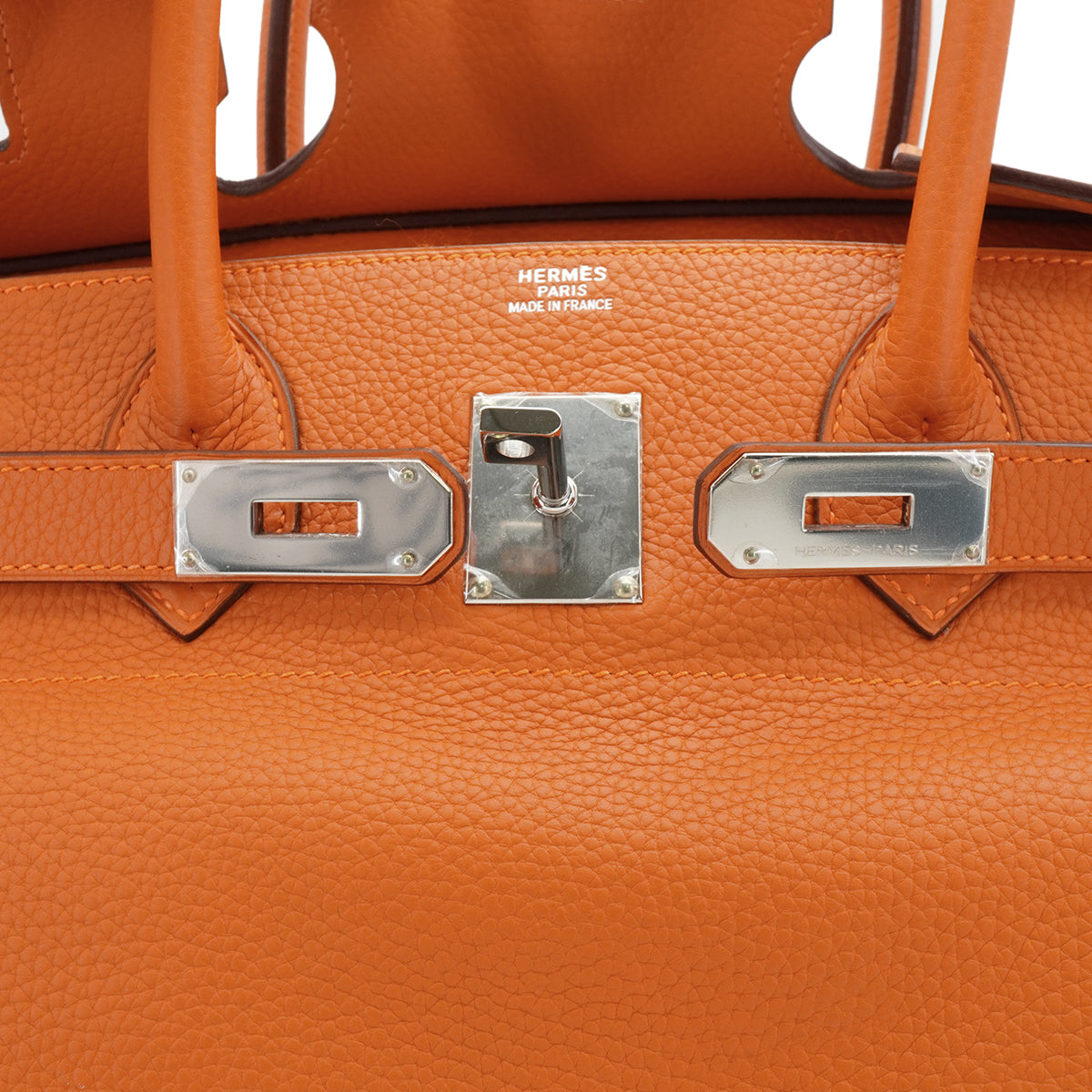 HERMES SHOULDER BIRKIN ORANGE TAURILLON CLEMENCE HAND BAG 2005 SQUARE I PALLADIUM HARDWARE 90339634