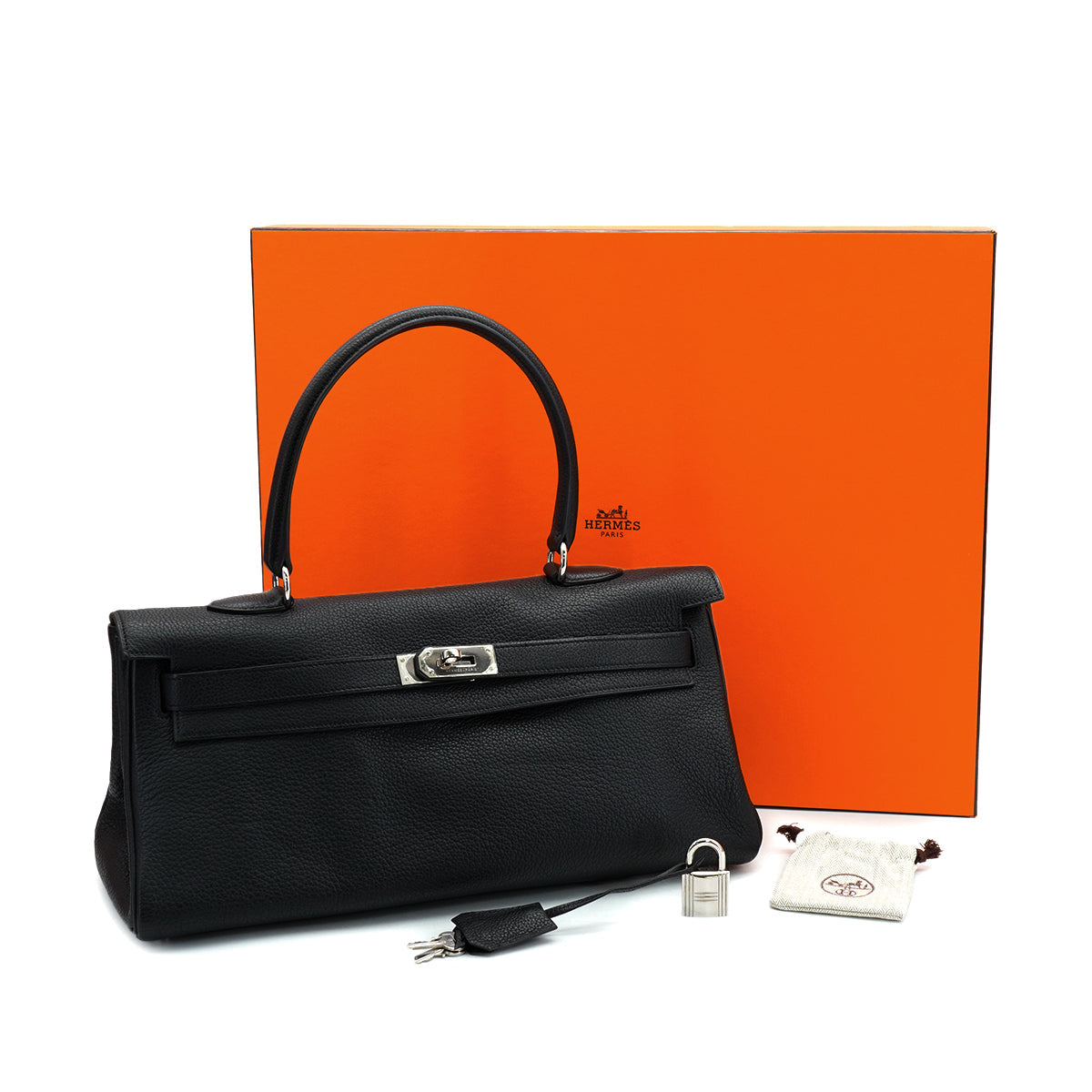 HERMES SHOULDER KELLY 40 BLACK TAURILLON CLEMENCE HAND BAG 2008