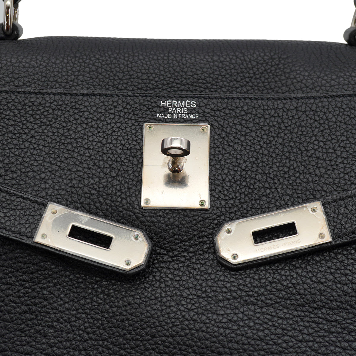 HERMES SHOULDER KELLY 40 BLACK TAURILLON CLEMENCE HAND BAG 2008 SQUARE L PALLADIUM HARDWARE 90327154
