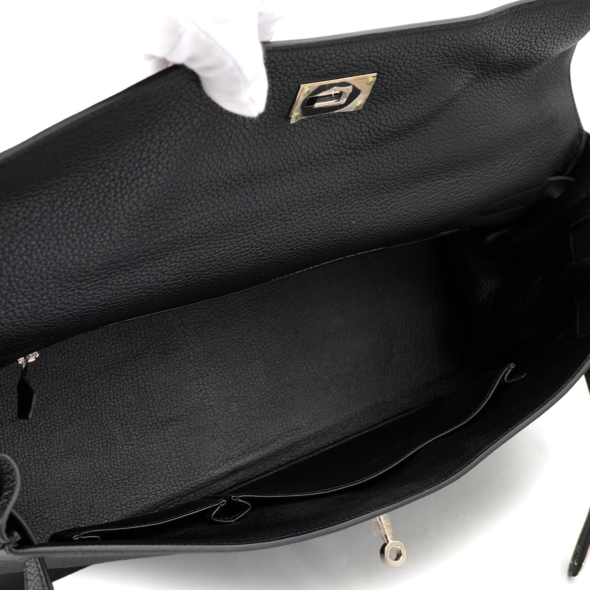 HERMES SHOULDER KELLY 40 BLACK TAURILLON CLEMENCE HAND BAG 2008 SQUARE L PALLADIUM HARDWARE 90327154