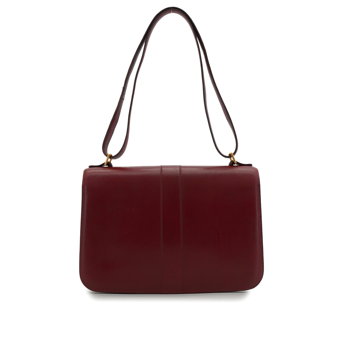 HERMES SOROGNE ROUGE H BOX CALF SHOULDER BAG 1976 CIRCLE F GOLD HARDWARE 90344453