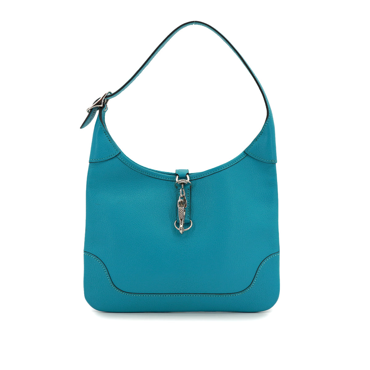 HERMES TRIM 24 TURQUOISE CHEVRE SHOULDER BAG 2005 SQUARE I PALLADIUM HARDWARE 90332916