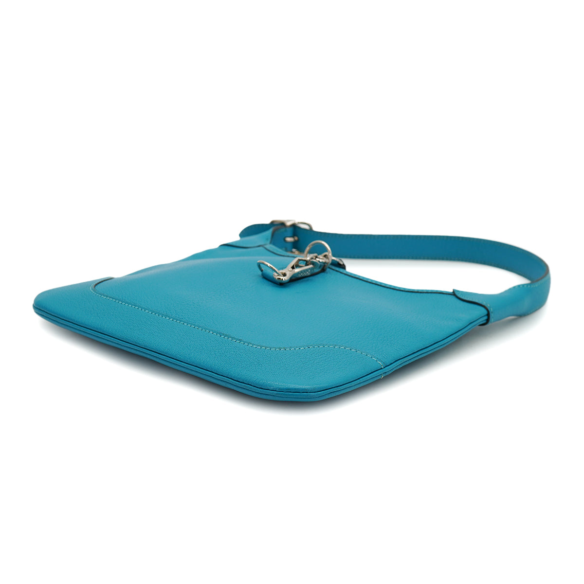 HERMES TRIM 24 TURQUOISE CHEVRE SHOULDER BAG 2005 SQUARE I PALLADIUM HARDWARE 90332916