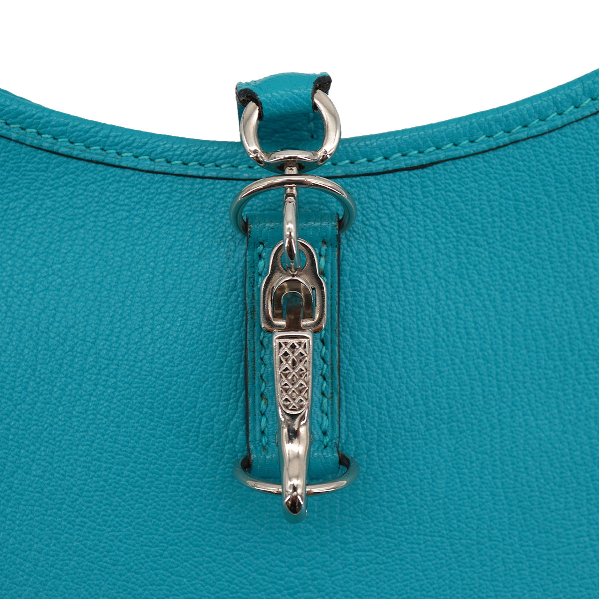 HERMES TRIM 24 TURQUOISE CHEVRE SHOULDER BAG 2005 SQUARE I PALLADIUM HARDWARE 90332916