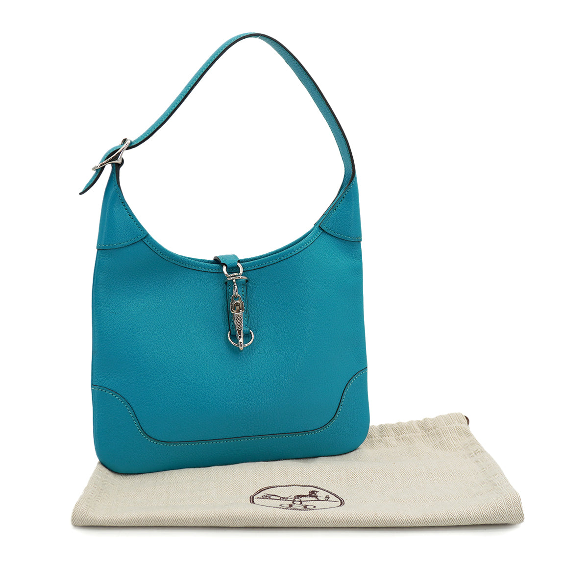 HERMES TRIM 24 TURQUOISE CHEVRE SHOULDER BAG 2005 SQUARE I PALLADIUM HARDWARE 90332916