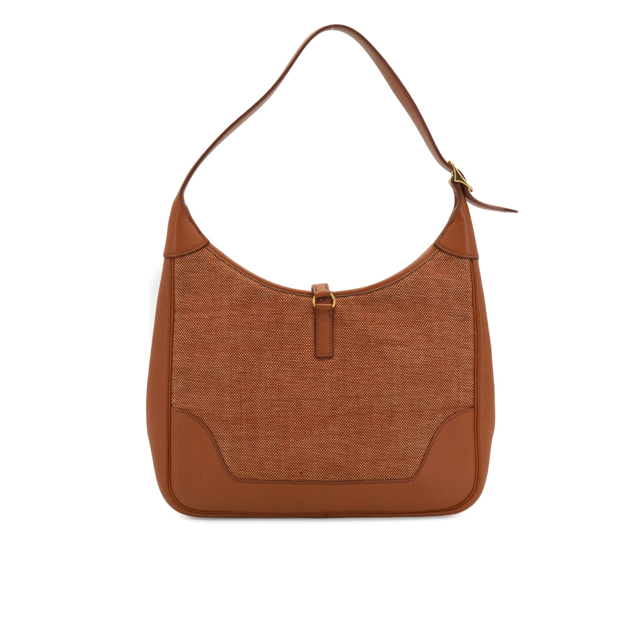 HERMES TRIM 31 BROWN TAURILLON CLEMENCE TOILE H SHOULDER BAG 1997 SQUARE A GOLD HARDWARE 90337285