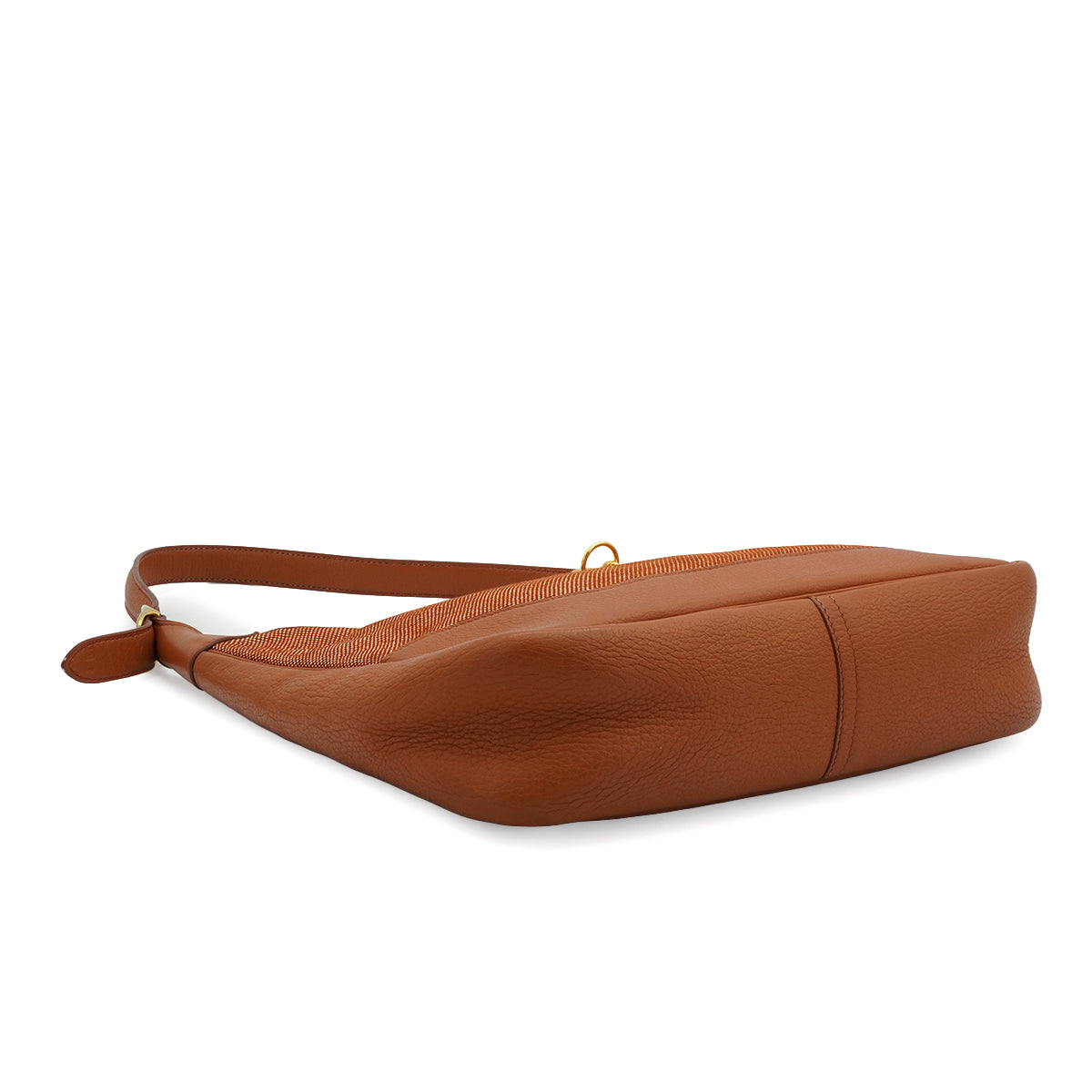 HERMES TRIM 31 BROWN TAURILLON CLEMENCE TOILE H SHOULDER BAG 1997 SQUARE A GOLD HARDWARE 90337285