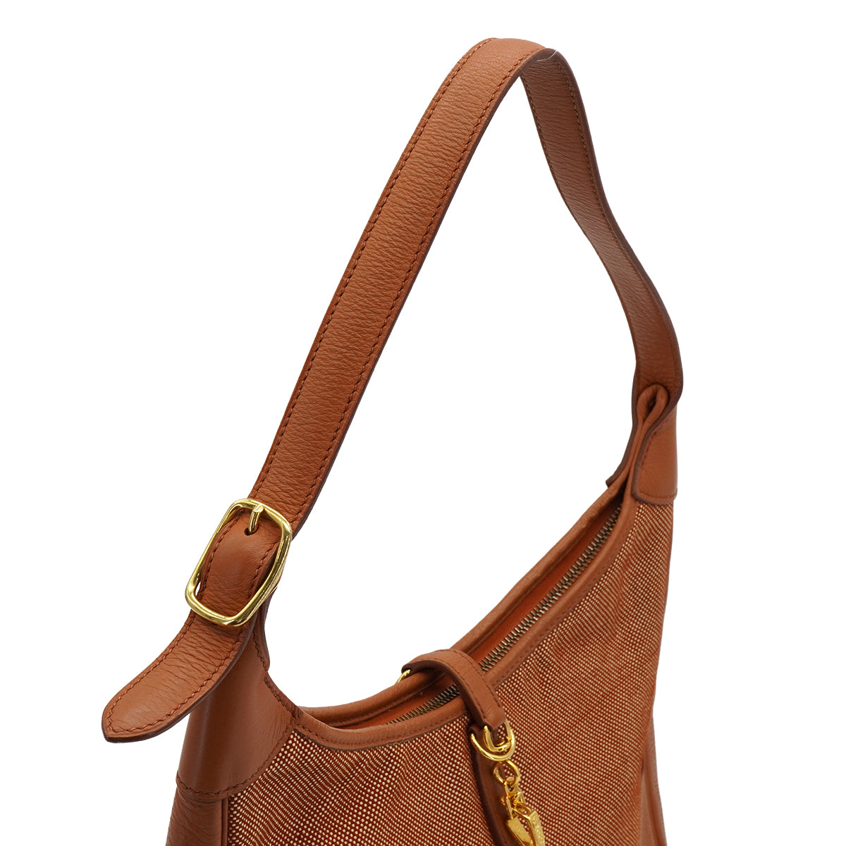 HERMES TRIM 31 BROWN TAURILLON CLEMENCE TOILE H SHOULDER BAG 1997 SQUARE A GOLD HARDWARE 90337285