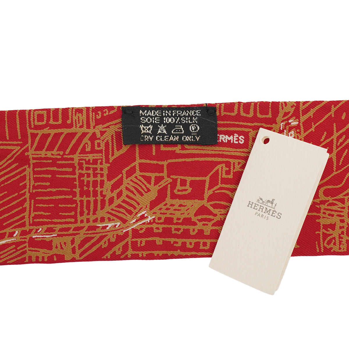 HERMES TWILLY LAIR DE GINZA SCARF RED SILK 90325940