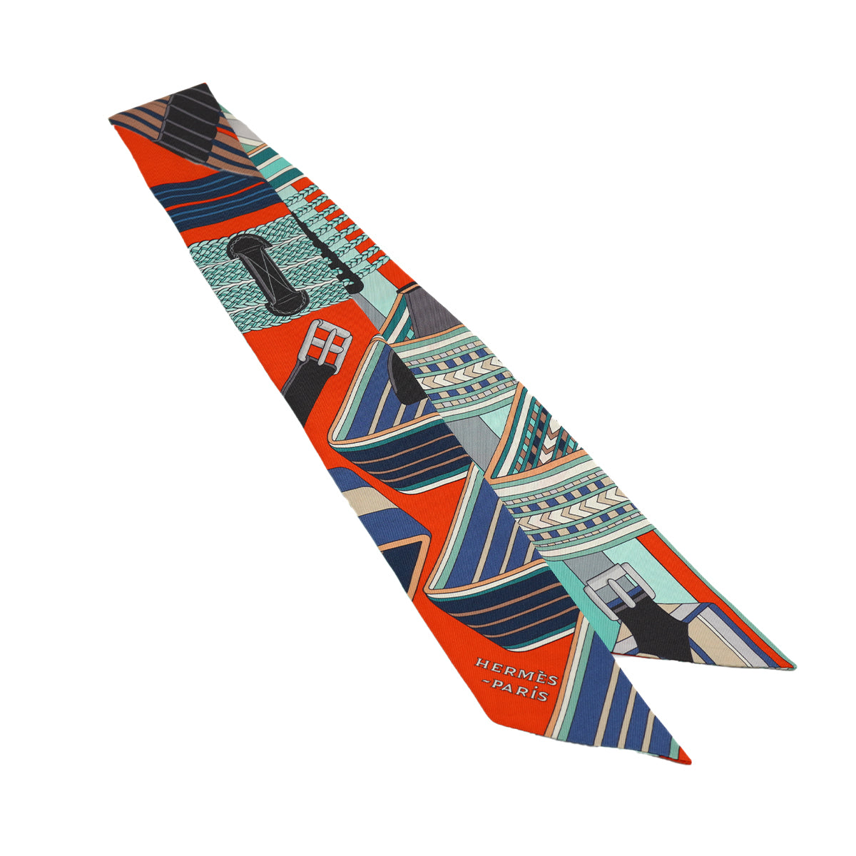 HERMES TWILLY SANGLES EN ZIGZAG SCARF MULTICOLOR SILK 90328693