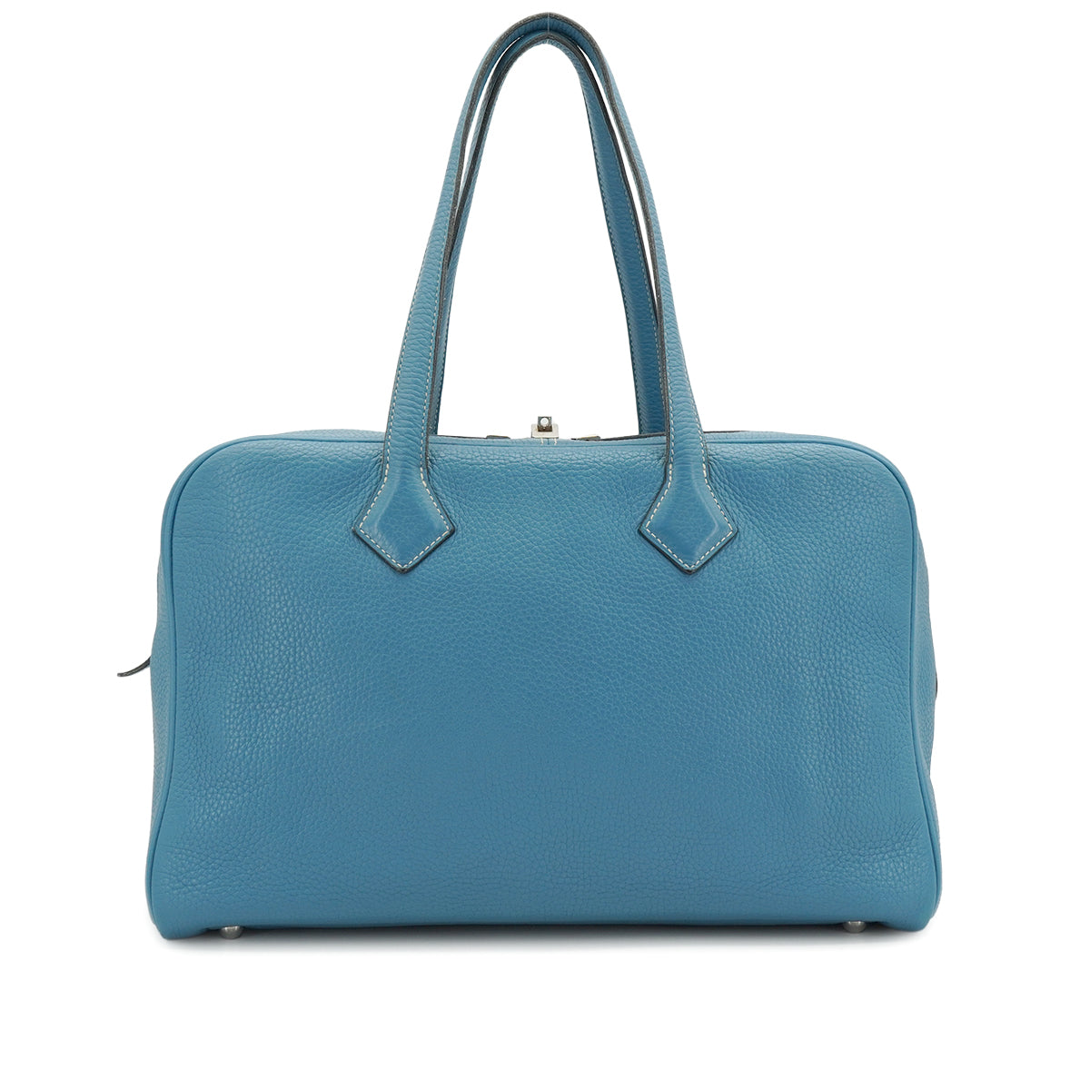 HERMES VICTORIA 2 35 BLUE JEAN TAURILLON CLEMENCE HAND BAG 2015 T STAMP PALLADIUM HARDWARE 90334271