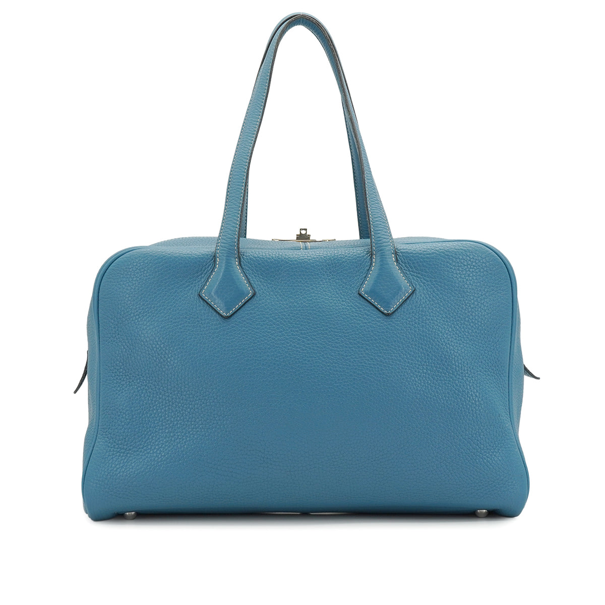 HERMES VICTORIA 2 35 BLUE JEAN TAURILLON CLEMENCE HAND BAG 2015 T STAMP PALLADIUM HARDWARE 90334271