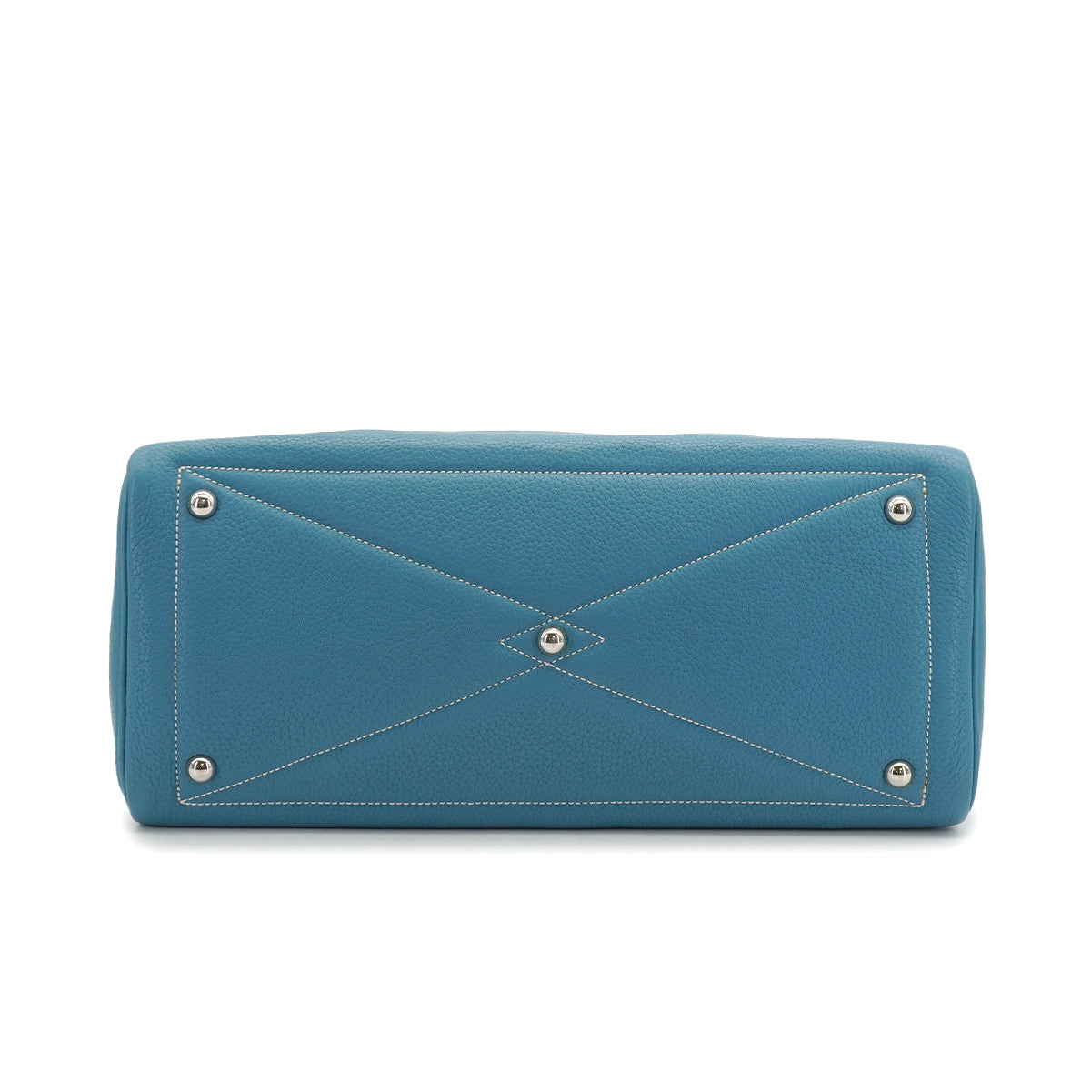 HERMES VICTORIA 35 BLUE JEAN TAURILLON CLEMENCE HAND BAG 2010 SQUARE N PALLADIUM HARDWARE 90335796